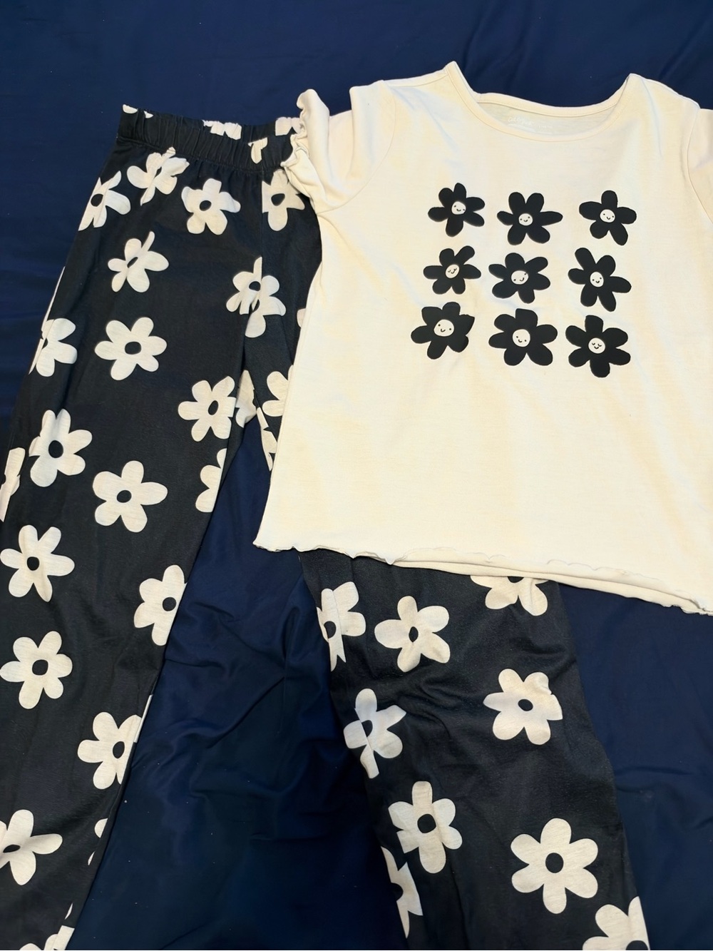 Cat & Jack White Top and Black Floral Pants